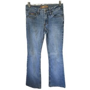 L.E.I. Juniors Vintage Y2K 90s Medium Wash Faded Boot Leg Blue Denim Jeans 1